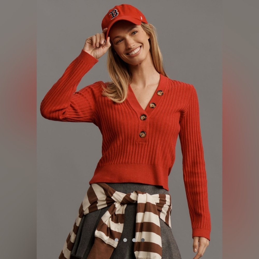 NWT! Anthropologie The Kassidy Deep-V-Neck Long-Sleeve Pullover Sweater 🐢